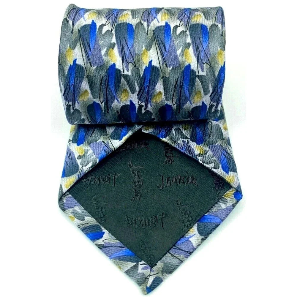 JERRY J GARCIA Artist Tie Blue Purple Gray Yellow Black 100% Silk Mens Necktie